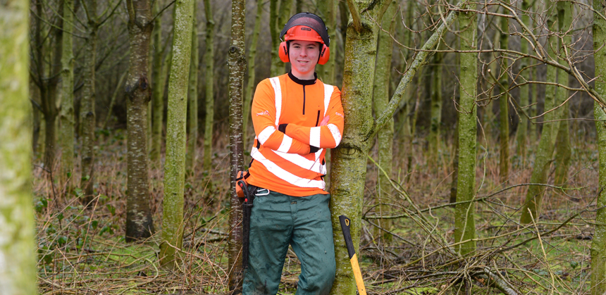 George Endsor stood next to a tree