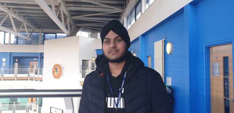 A-level student Sukhbir Singh at the Joseph Wright Centre